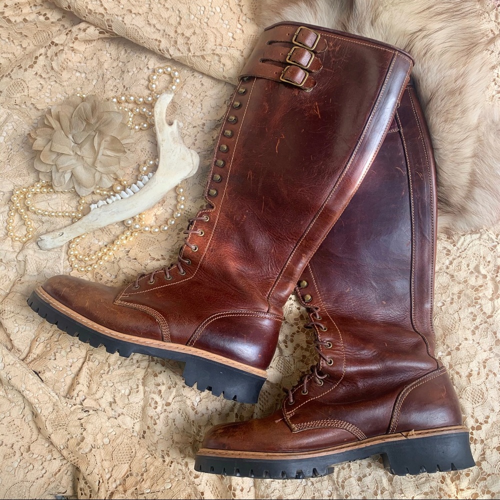 🌿Custom Leather Buckle Boots🌿